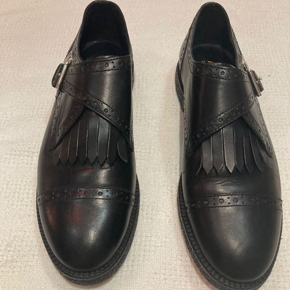 Amani Jeans Black Oxford Style Shoes with Buckle Closure